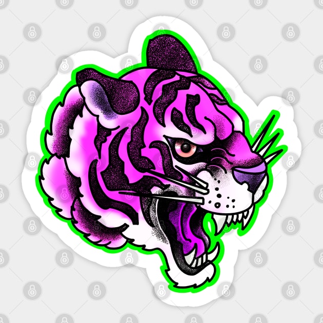 Purple tiger head Sticker by weilertsen